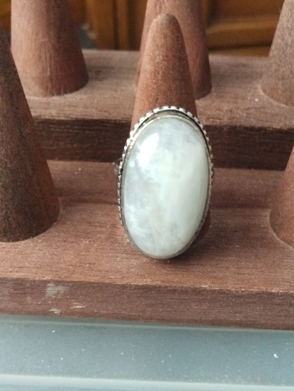 Sterling Silver Oval Moonstone Stone Statement Ring